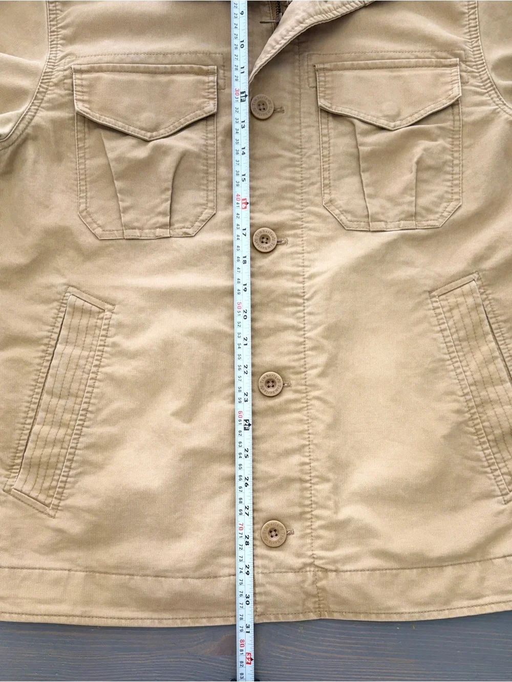 Timberland men’s military/field-style jacket in tan/khaki, size Small.